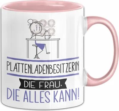 Produktbild von Plattenladenbesitzerin Geschenk Tasse Becher Die Frau Die Allen Kann Geschenkidee für eine Plattenladenbesitzerin Lustig (Rosa)