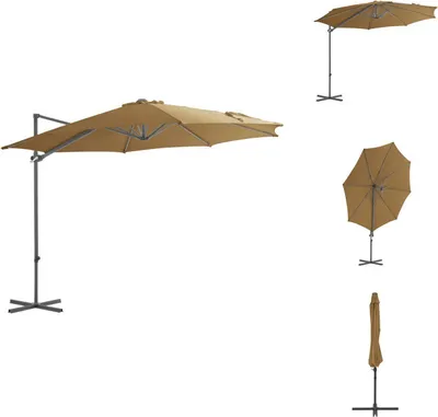 Produktbild von vidaXL Ampelschirm mit Stahlmast Taupe 300 cm - Sonnenschirme & Sonnenschutze