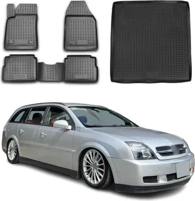 Produktbild von Fußmatten & Kofferraumwanne Set für Opel Vectra 2002-2008 Kombi TPE Schwarz