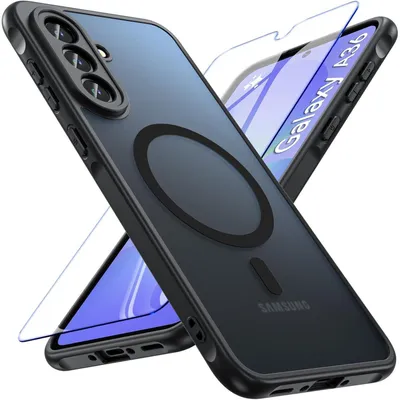 Immagine prodotto di Custodia protettiva in vetro temperato per Samsung Galaxy A36 5G, antiurto, opaca, trasparente, colore nero
