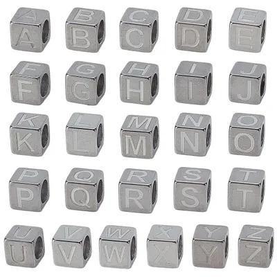 26 Edelstahl-Buchstabenwürfel A-Z für DIY-Schmuck
