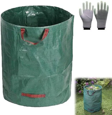 Immagine prodotto di Sacco da giardino verde da 100 litri con manici, resistente, per foglie ed erba