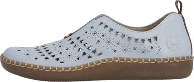 Produktbild von Rieker Damen Slipper in Extraweite H mit Lochmuster und Wechselsohle N2452, Größe:40 EU, Farbe:Blau