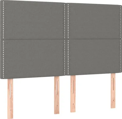 Produktbild von vidaXL Kopfteil Dunkelgrau 144 x 5 x 118/128 cm Stoff