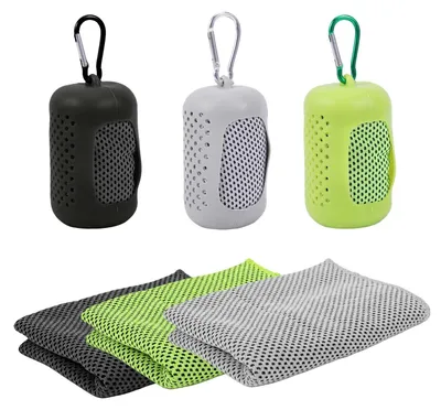 Imagen del producto de Toallas de microfibra refrigerantes, juego de 3 unidades, 30 x 90 cm, con funda de silicona, para yoga