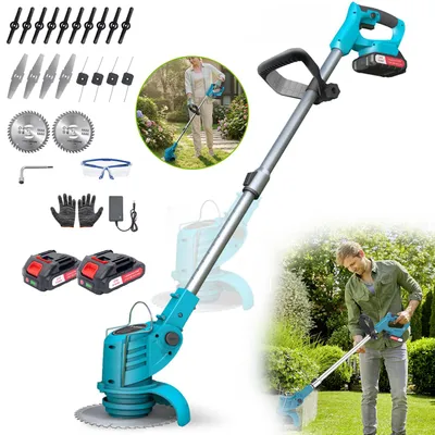 Produktbild von Rasentrimmer mit Akku, Teleskopgriff 90–125 cm, 4 Klingentypen– Freischneider Akku für Garten, Kantenschneider Rasen