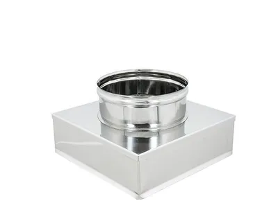 Image de Carré en acier inoxydable sur rond pour cheminée - diamètre 200 mm - taille 450 x 450 mm