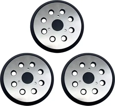 Produktbild von 3x Trade-Shop Schleifteller Stützteller 125mm mit Metall-Rückseite für Hitachi SV13YA SV13YB, Milwaukee ROS 125 E, Porter Cable 390/K 382 343/K 343VSK