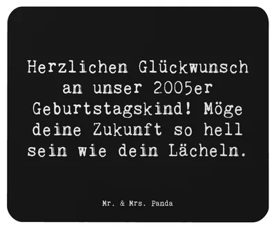 Produktbild von Mr. & Mrs. Panda Mauspad Spruch 2005 Geburtstag - Schwarz - Geschenk, Lächeln, 2005er Geburtstagskind, Nostalgie, Jahrgang, mousematte, Happy Birthday, Mousepad, laptop