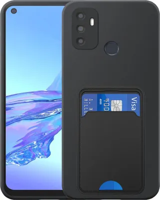 Produktbild von Geeignet für Oppo A53 4G / A53s Phone Case mit TPU Kartenhalter - Flexible Back Cover Case Silikon TPU mit Cardslot - Schwarz - Smartphonica