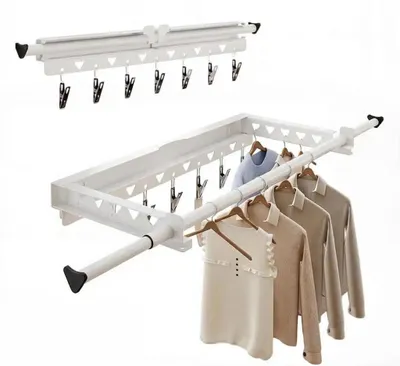 Immagine prodotto di Stendibiancheria, montaggio a parete, design pieghevole, BIANCO, S-a