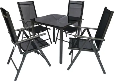 Zdjęcie produktu dla Zestaw mebli ogrodowych 5 | grupa wypoczynkowa | 1xtable, 4x krzesła | wymiary stołu ok. H. 76 x W. 80 x D. 80 cm | Zestaw ogrodowy – Krzesła 80 SW