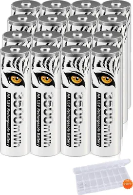 Zdjęcie produktu dla Akumulatory litowo-jonowe, 3500 mAh AA, 16 baterii AA