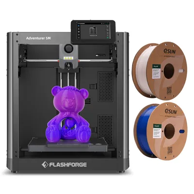 Produktbild von Flashforge Adventurer 5M 3D-Drucker, 600 mm/s Druckgeschwindigkeit, 220 x 220 x 220 mm Druckvolumen + 1KG Weiss High Speed PLA-Filament+ 1KG Blau High Speed PLA-Filament