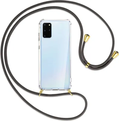 Produktbild von Handykette Backcover-Schutzhülle mit Band (Metall goldfarben) für Samsung Galaxy S20 Plus - dunkelgrau