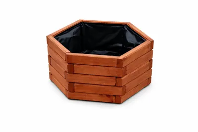 Produktbild von Großer sechseckiger Pflanzkübel – Moderner Blumentopf, wetterfest & stilvoll für Garten & Balkon D26 (Nuss, 51 x 44 x 28 cm)