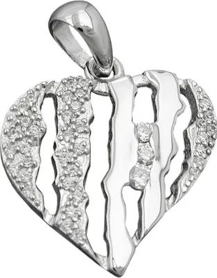 Produktbild von Anhänger Herz mit Zirkonia weiß 925 Silber rhodiniert glänzend Silberanhänger