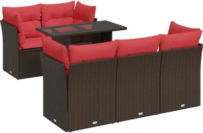 Zdjęcie produktu dla vidaXL 6-częściowa sofa ogrodowa z poduszkami brązowy rattan akacja