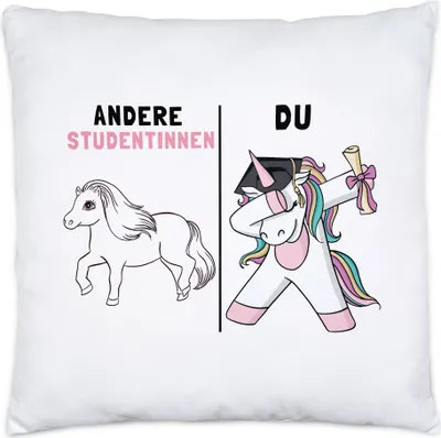 Produktbild von Andere Studentinnen Du Kissen Inkl. Füllung Pferd Einhorn Geschenkidee Lustig Studentin Studium Hochschule Uni
