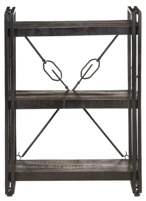 Obrázek produktu pro vidaXL Regál na knihy 3 přihrádky černý 60x30x80 cm Mango masiv