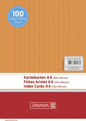 Produktbild von Brunnen Karteikarte DIN A6 quer liniert orange 100 St./Pack.