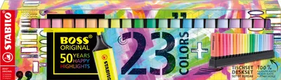 Produktbild von Textmarker - STABILO BOSS ORIGINAL - 23er Tischset - 9 Leuchtfarben, 14 Pastellfarben