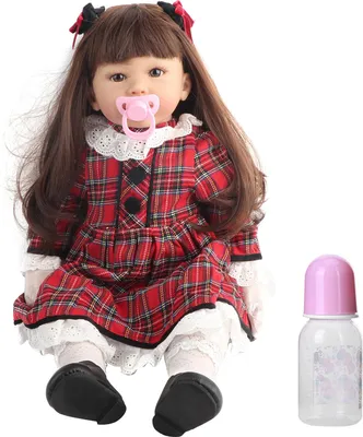 Produktbild von Weicher Silikon-Stoffkörper für Mädchen, Babypuppe, lebensechte Kinder, Geburtstagsgeschenk, 60 cm, braune Augen