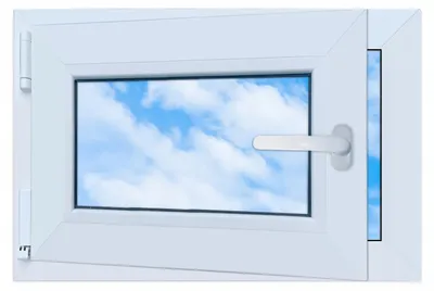 Immagine prodotto di Finestre in PVC, colore bianco, dimensione 60x40, apertura a sinistra, dimensioni 600x400 mm, con sistema di apertura a battente e vasistas, vetrocamera