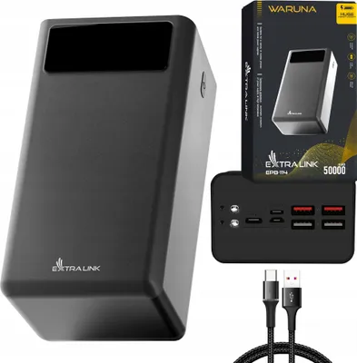 Produktbild von Schwarz Powerbank 50000Mah Extralink Epb-114 Usb-C 4X Usb Led Taschenlampe