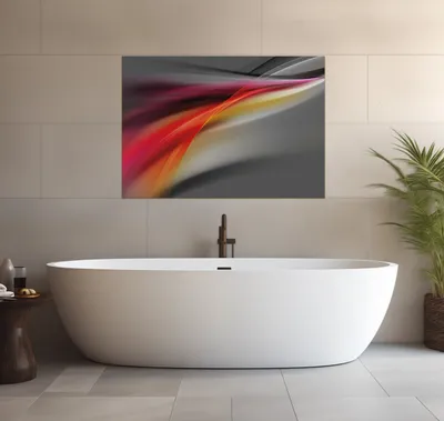 Produktbild von Wallario wasserfestes Poster selbstklebend 70 x 100 cm, Schwarz rot pink - Abstraktes Design, Badezimmerposter Spritzschutz mit Hochglanzoberfläche in Glasoptik
