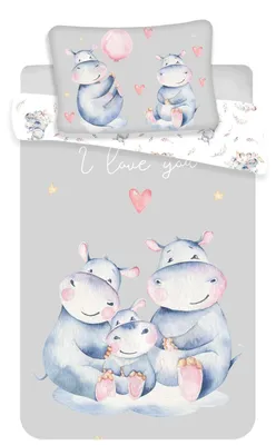 Produktbild von Baby Bettwäsche Hippos Nilpferd  100x135 cm