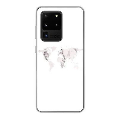Produktbild von MuchoWow® Handyhülle Schutzhülle Hülle für Samsung Galaxy S20 Ultra Weltkarte - Marmor - Weiß Silikon Softcase Handy Hülle - Karteninhaber