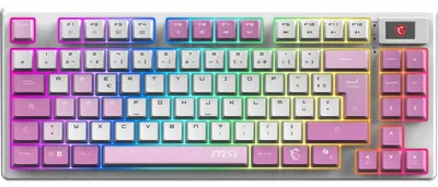 Produktbild von MSI Forge GK600 TKL W Violet FR - MECHANISCHE LINEARE SWITCHES – PBT-Tastenkappen mit Farbsublimationsdruck, rutschfeste Unterseite, RGB-LED, USB 2.0, Bluetooth, 2,4 GHz – ohne Ziffernblock