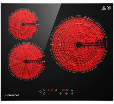 Immagine prodotto di AMZCHEF piano cottura in vetroVetroceramica 60cm piano cottura 3 piastre 5400W con 9 livelli