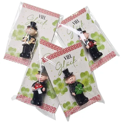 Produktbild von 4 Glücksbringer Geschenke - Schornsteinfeger mit Viel Glück Karte
