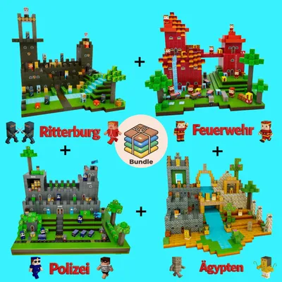 Produktbild von Magnetische Bausteine 600 Teile XXL Bundle, Ritterburg, Polizei, Feuerwehr, Ägypten