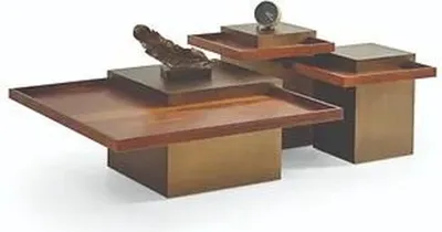 Produktbild von Moderner Brauner Couchtisch Set Wohnzimmer Holz Kaffeetisch Luxus Set