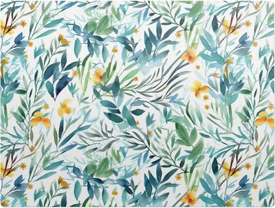 Produktbild von Pflanzenaquarell – Bodenschutzmatte – Rutschfest – Schutzmatte für Büro – Vinylmatte – Stuhlunterlage  – 120 x 90 cm