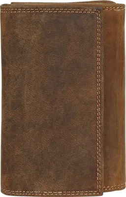 Produktbild von Braune Damen Geldbörse aus Rindleder im Vintage Design, mit Münz- und Kartenfächern, 9x14x2 cm