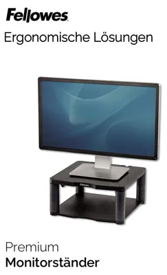 Imagen del producto de Soporte para monitor Fellowes® 91717 Premium, con ajuste de altura, de plástico, color gris metalizado