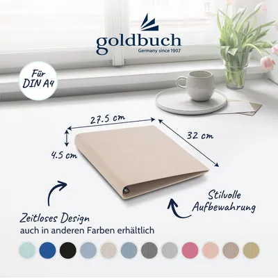 Image de Reliure à spirale en lin, format DIN A4, 26x32 cm, couleur beige, marque Goldbuch, collection Summertime