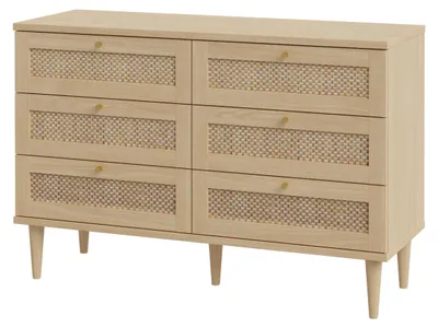 Produktbild von Forte CALASETTA Kommode 120, Kommode im Boho-Stil mit Wiener Geflecht, Sideboard