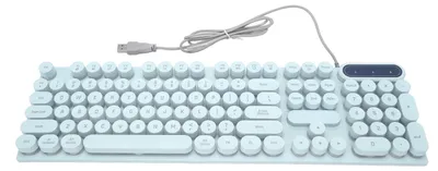 Image de Clavier gaming USB, 104 touches, rétroéclairé, ergonomique, pieds repliables, touches multimédia, clavier filaire pour ordinateur de bureau et portable, bleu