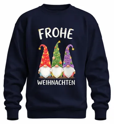 Productafbeelding van Vrolijke Kerstkabouter, Kerstelf, Kerstmuts, lichtketting, uni sweatshirt, trui, marineblauw, XXL
