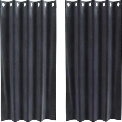 Produktbild von vidaXL Verdunkelungsvorhänge 2 pcs Dunkelgrau 140 x 175 cm Samt