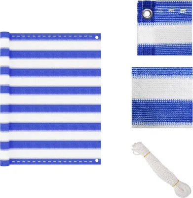 Produktbild von vidaXL Balkon-Sichtschutz Blau und Weiß 90x500 cm HDPE -  Sonnenschirme & Sonnenschutze