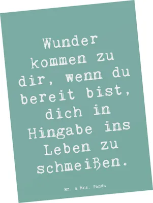 Produktbild von Mr. & Mrs. Panda Postkarte Spruch Wunder Hingabe - Meeresbrise - Geschenk, Freude, Grußkarte, Gefühl, inspirierend, Magie, Herz, Motivation, Postkarten, Zitat, Fotokarte