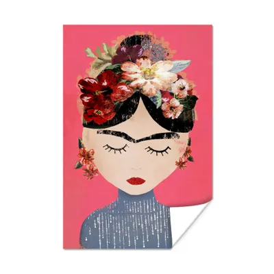 Produktbild von MuchoWow® Poster - Frida Kahlo - Frau - Vintage - Blumen - Kunst - 120x180