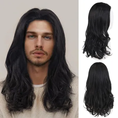Image de Perruque noire bouclée pour hommes