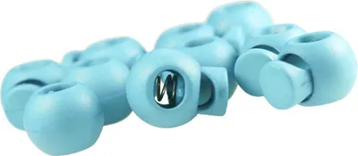 10 Kordelstopper rund 15x19mm, Durchzug 4x5,5mm, hellblau